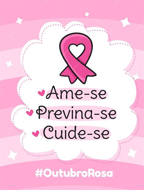 Banner Em Português Para Composição Outubro Rosa Prevenção Do Câncer De