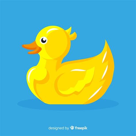 Free Vector Flat Cute Yellow Rubber Duck