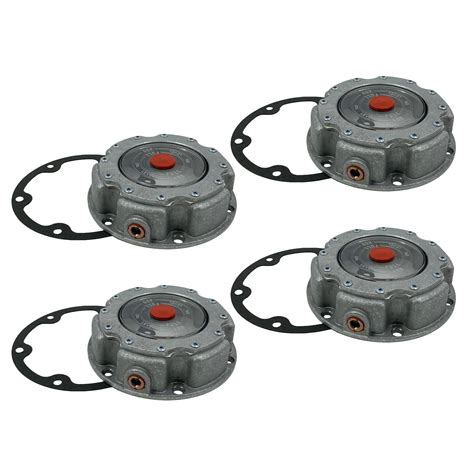 4 X Aluminum Steer Hub Cap W Oil Port And Side Fill Plug Replaces Stemco