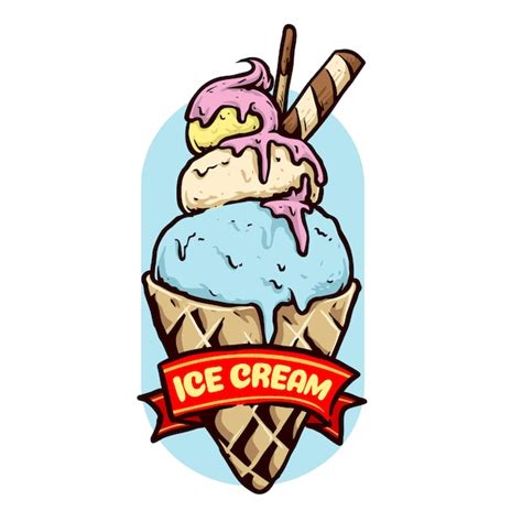 Helado Con Ilustración De Vector De Color Divertido Vector Premium