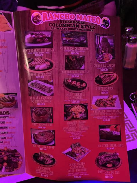 Menu At Rancho Mateo Colombian Steakhouse Elizabeth 248 Morris Ave