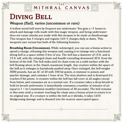 Oc Art Diving Bell Flail The Mithral Canvas 5e Rdndhomebrew