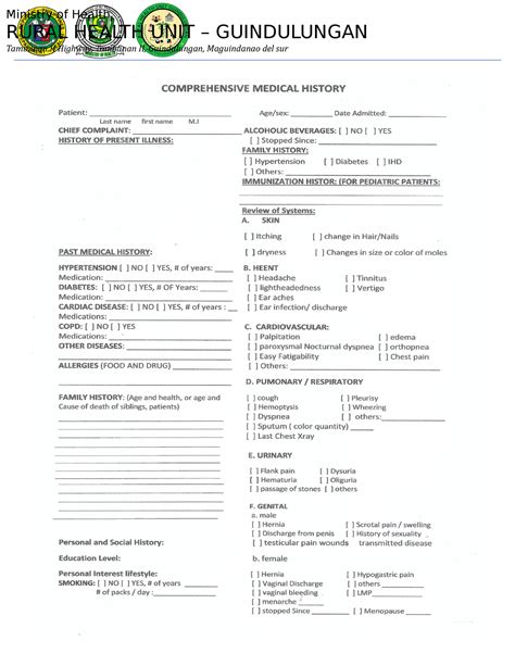 Rhuchart Chart Sample In Rhu Rural Health Unit Guindulungan