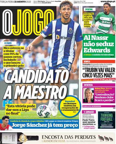 Capa Jornal O Jogo Agosto Capasjornais Pt