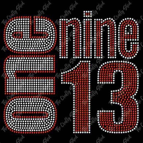 One Nine Red White Rhinestone Transfer The Crafty Shed