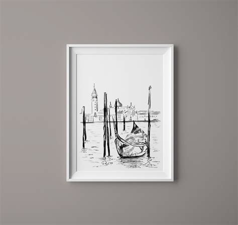 Venice Italy Wall Art Black and White Print of Venice Italy Instant ...