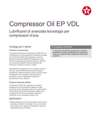 Texaco Compressor EP VDL 46-68-100-150 | PDF