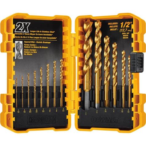 Dewalt 14 Piece Titanium Twist Drill Bit Set At