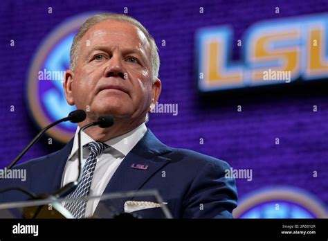 LSU Tigers Head Coach Brian Kelly Speaks During The NCAA College