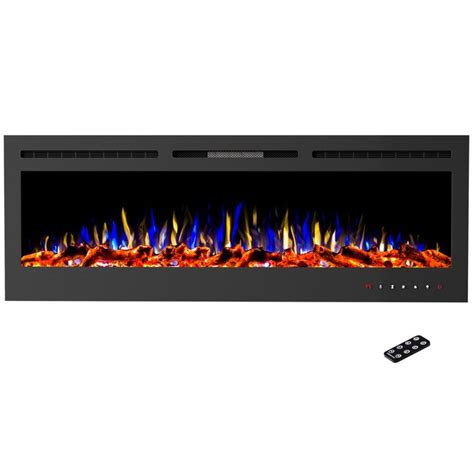 Hastings Home 72 In W Black Fan Forced Wall Mount Electric Fireplace With Remote Control