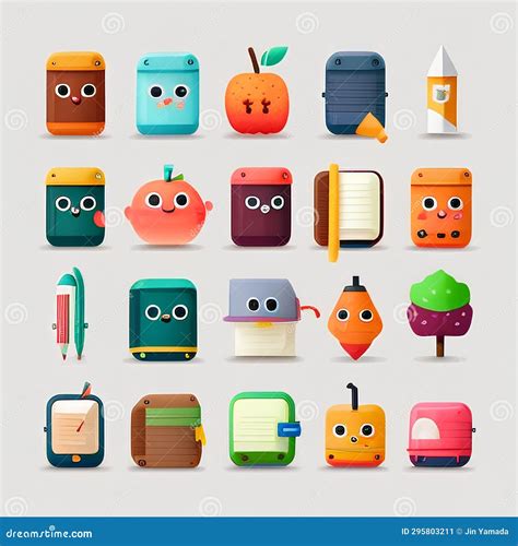 Set of Cute School Supplies. Vector Illustration in a Flat Style Stock ...