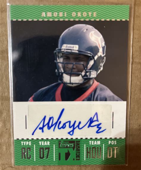 Topps Tx Exclusive Rc Auto Fta Ao Amobi Okoye Texans Mint Fo