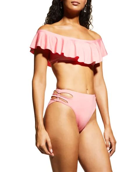 Trina Turk Monaco Ruffle Bandeau Bikini Top In Pink Stylemi