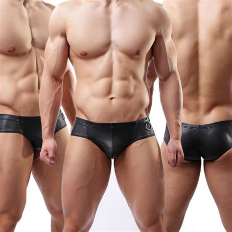 Mens Lingerie Faux Leather Look Boxer Briefs Bikini Shorts Underwear Underpants Ebay