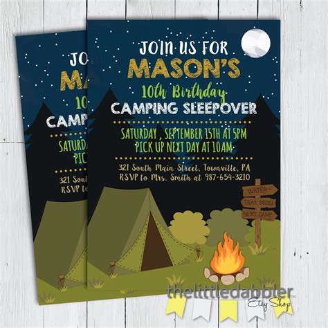 Printable Overnight Camping Birthday Party Invitation Etsy Australia