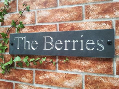 Long Slate House Name Sign With Deep V Carved Engraving