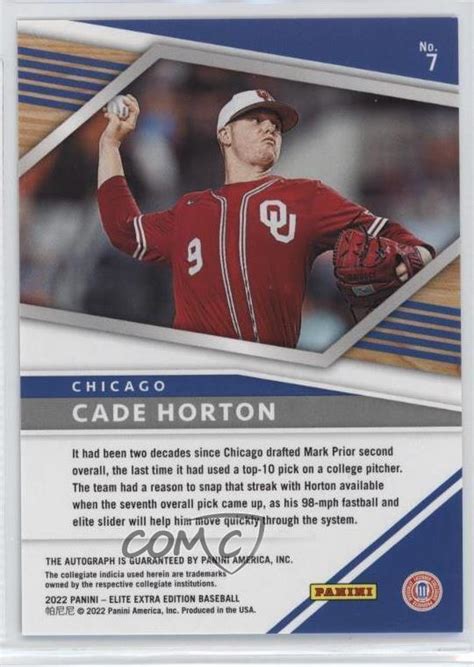 2022 Panini Elite Extra Edition Signatures 7 Cade Horton AU RC