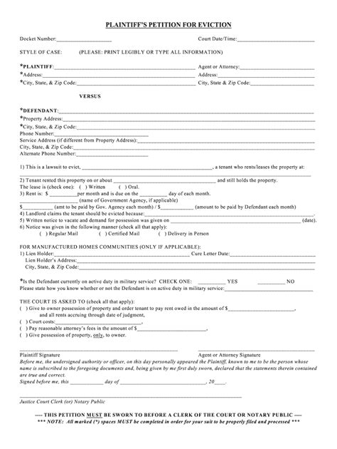 Fillable Online Mctx Plaintiff S Petition For Eviction Fax Email Print