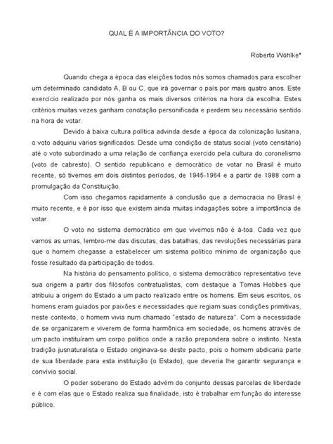 A Importância do Voto na Democracia | PDF | Estado | Eleições