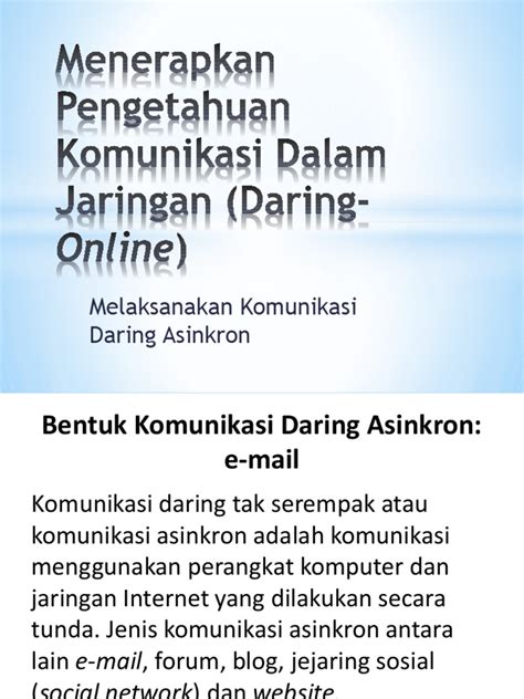 Menerapkan Pengetahuan Komunikasi Dalam Jaringan Daring Online Pdf