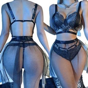 Exyfunshop Intimates Sleepwear Black Lingerie Set For Women Sexy Lace Bra Panty Set With