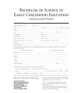 Fillable Online Puc ECE Application Pacific Union College Puc Fax