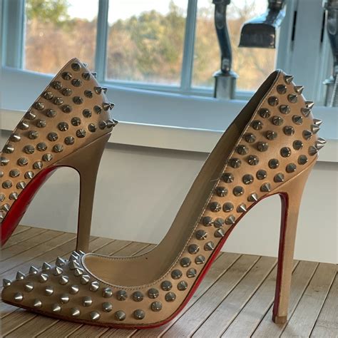 Christian Louboutin Nude Spiked Heels Gem