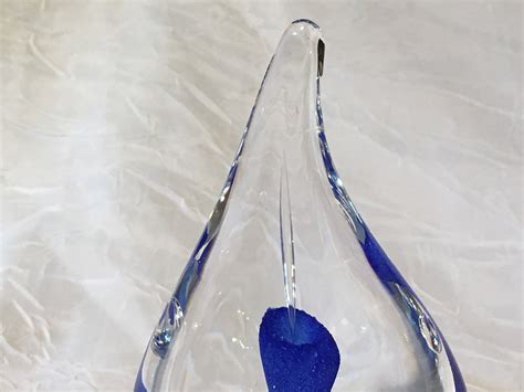 Vintage Adam Jablonski Teardrop Paperweight Cobalt Blue Clear Etsy