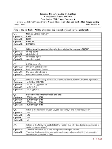 Fillable Online Course Code Itc And Course Name Microcontroller And