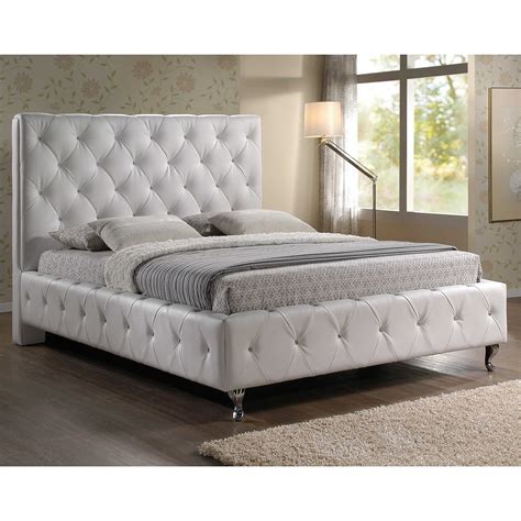 B Axton Studio Stella Queen Crystal Tufted Bed With Headboard In White