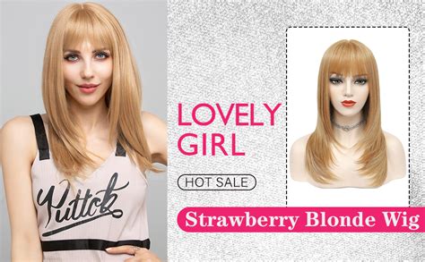 Amazon SOKU Strawberry Blonde Synthetic Wig 20 Inch Natural