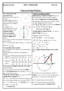 Trigonométrie exercices corrigés tronc commun BIOF Dyrassa