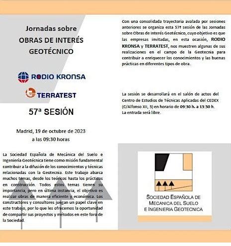 57ª SESIÓN JORNADAS DE OBRAS DE INTERÉS GEOTÉCNICO RODIO KRONSA Y