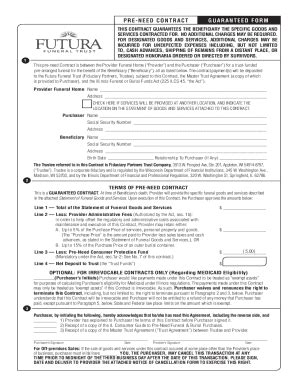 Fillable Online Preneed Funeral Burial Contracts What You Need To