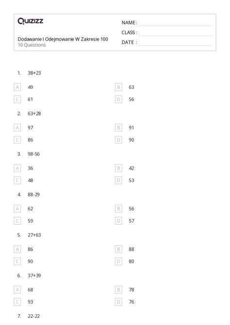 Ponad 50 Dodawanie W Zakresie Do 100 Arkuszy Roboczych Dla Klasa 1 W