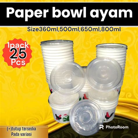 Jual Paper Bowl Ayam Jago Berbagai Ukuran Mangkuk Kertas Ayam Jago