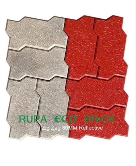 Cement Grey And Red 80mm Zig Zag Reflective Concrete Paver Blocks At Rs