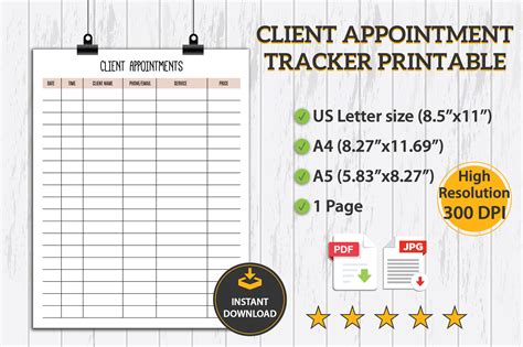 Client Appointment Tracker Printable Graphic By Handybooks · Creative