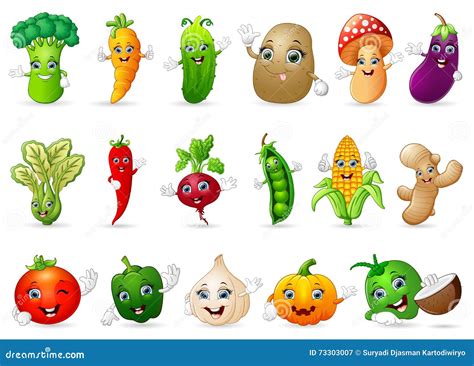 Funny Various Cartoon Vegetables Stock Vector Illustration Of Healthy