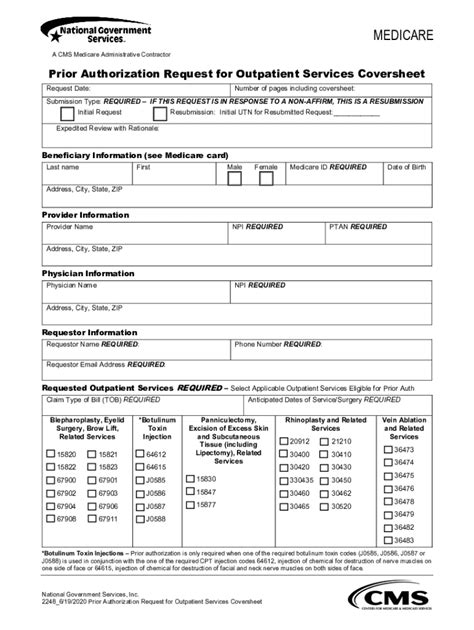 Fillable Online Prior Authorization Request For Outpatient Services