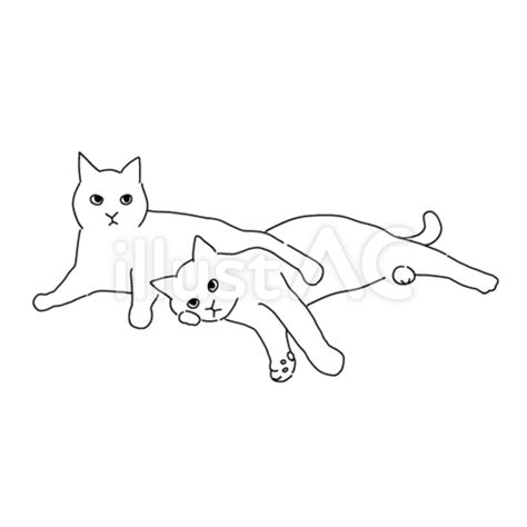 猫の全身イラスト 仲良しの二匹の猫イラスト No 2639032｜無料イラスト・フリー素材なら「イラストac」