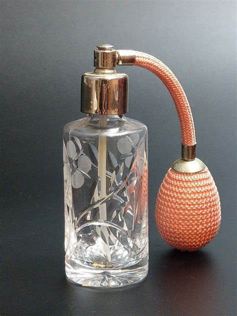 Vintage Stuart Crystal Etched Flower Perfume Atomiser Bottle Etsy