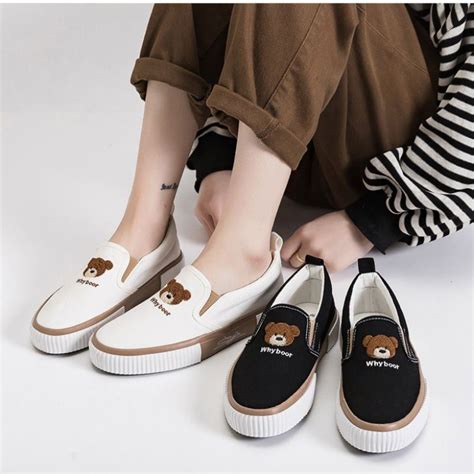 Jual Sepatu Slip On Wanita Kanvas Bear AG14 Shopee Indonesia