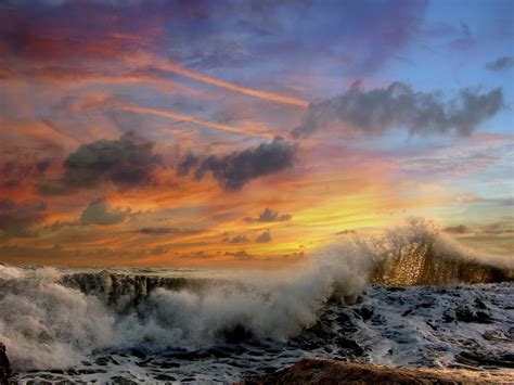 crashing waves  sunset pictures   images  facebook