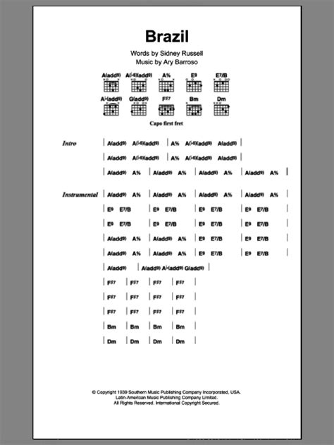 Brazil Sheet Music For Guitar Chords Pdf