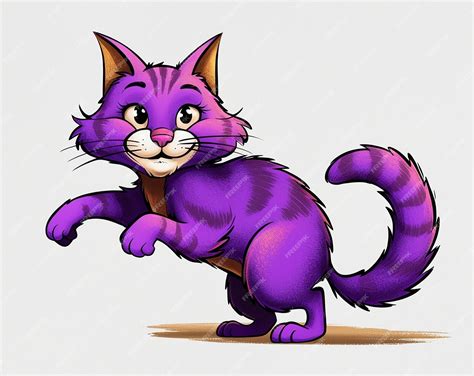 purple cartoon cat isolated  white background premium ai