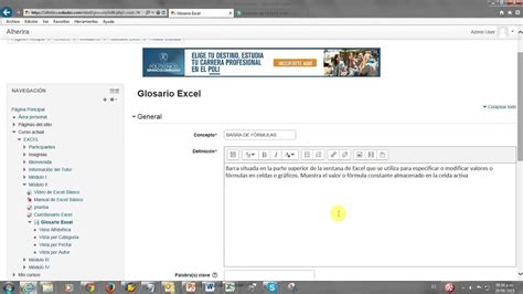 Elaboraci N De Glosario En Moodle Youtube