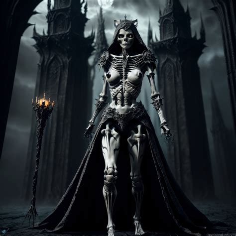 Skeletal Bone Queen Dark Color Scheme Fantasy RPG