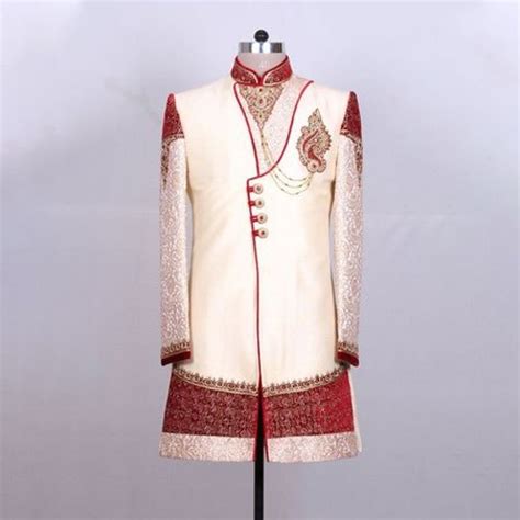 Maroon And Beige Wedding Wear Groom Sherwani Size S Xxl At Rs 7999