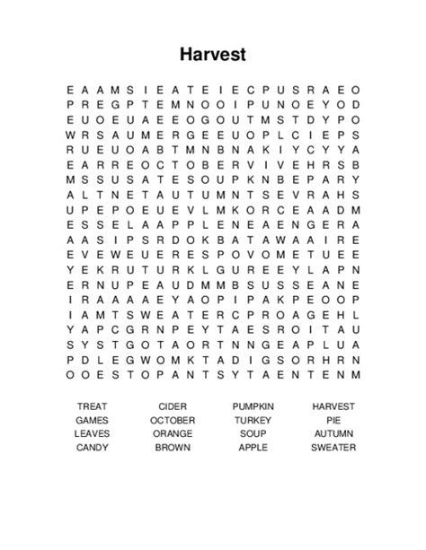 Harvest Word Search